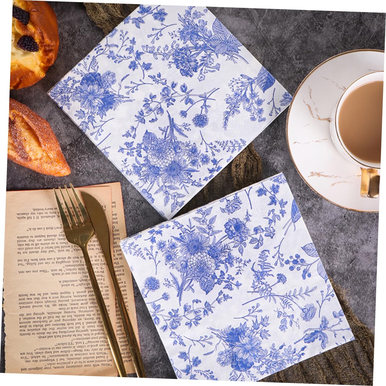 BESTYASH 200pièces Serviettes Papier Imprimées Chic Pour Et Banquets Serviettes Décoratives Avec Motif Floral Porcelaine Pour Célébrations Et Réunions