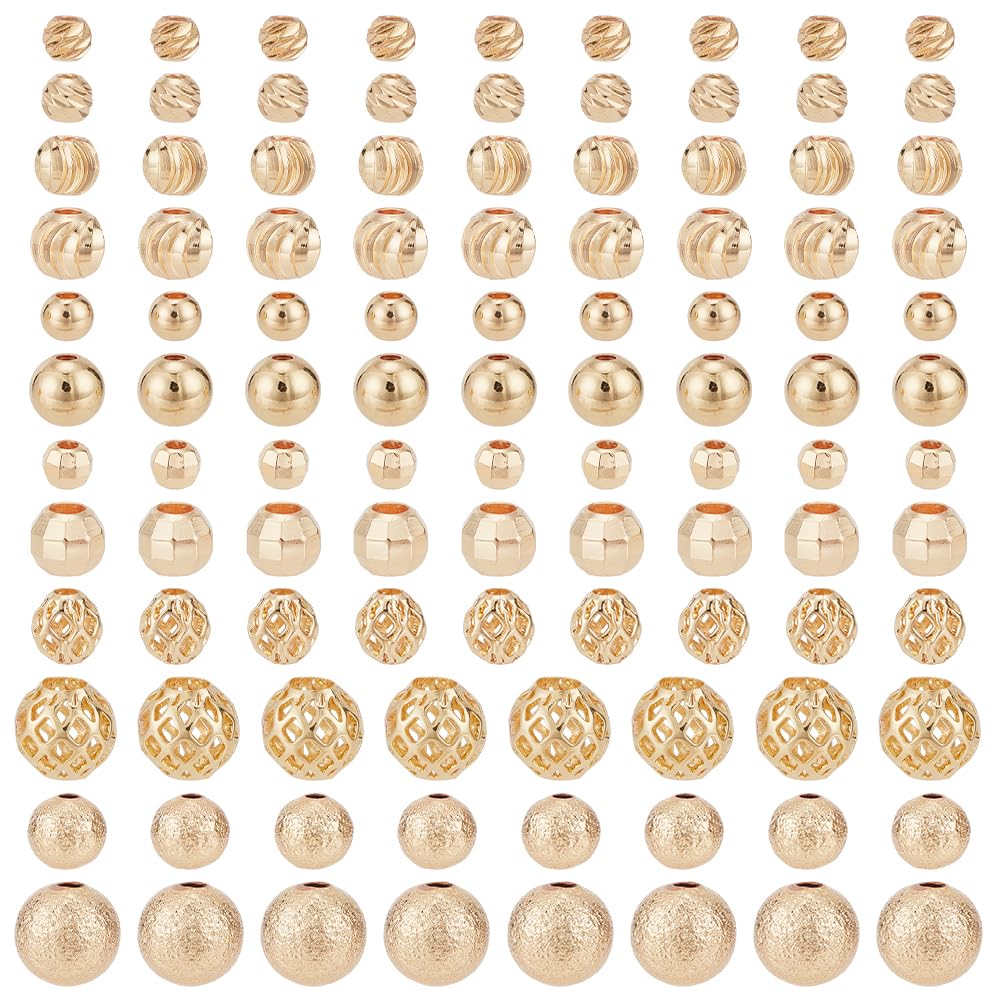 Perles d'espacement en or 14 carats perles rondes en laiton de 4/5/6/8 mm pour perle argile Heishi