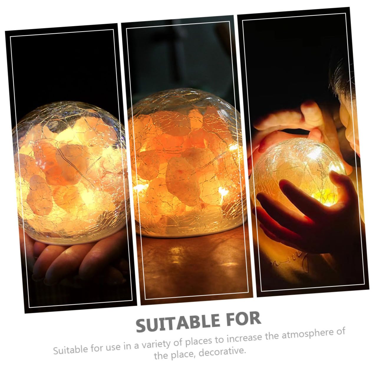 IWOWHERO Artistic Night Lamp Himalayan Crystal Battery Operated Small Round for Dorm and Personal Space