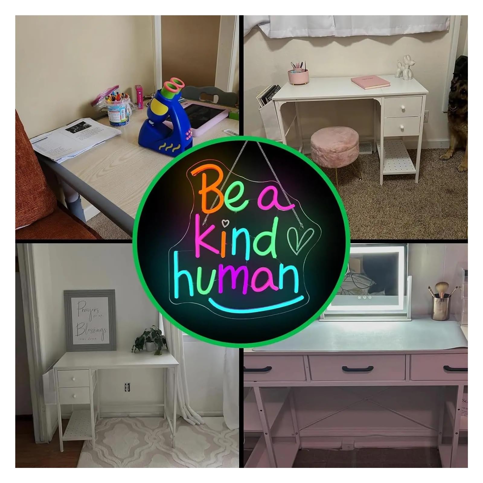 Insegna al Neon Insegna Al Neon A Per Decorazioni Murali Be A Kind Human Con Alimentazione USB Dimmerabile Per Decorazioni Per Feste In Casa, Aule, 33x33.5cm