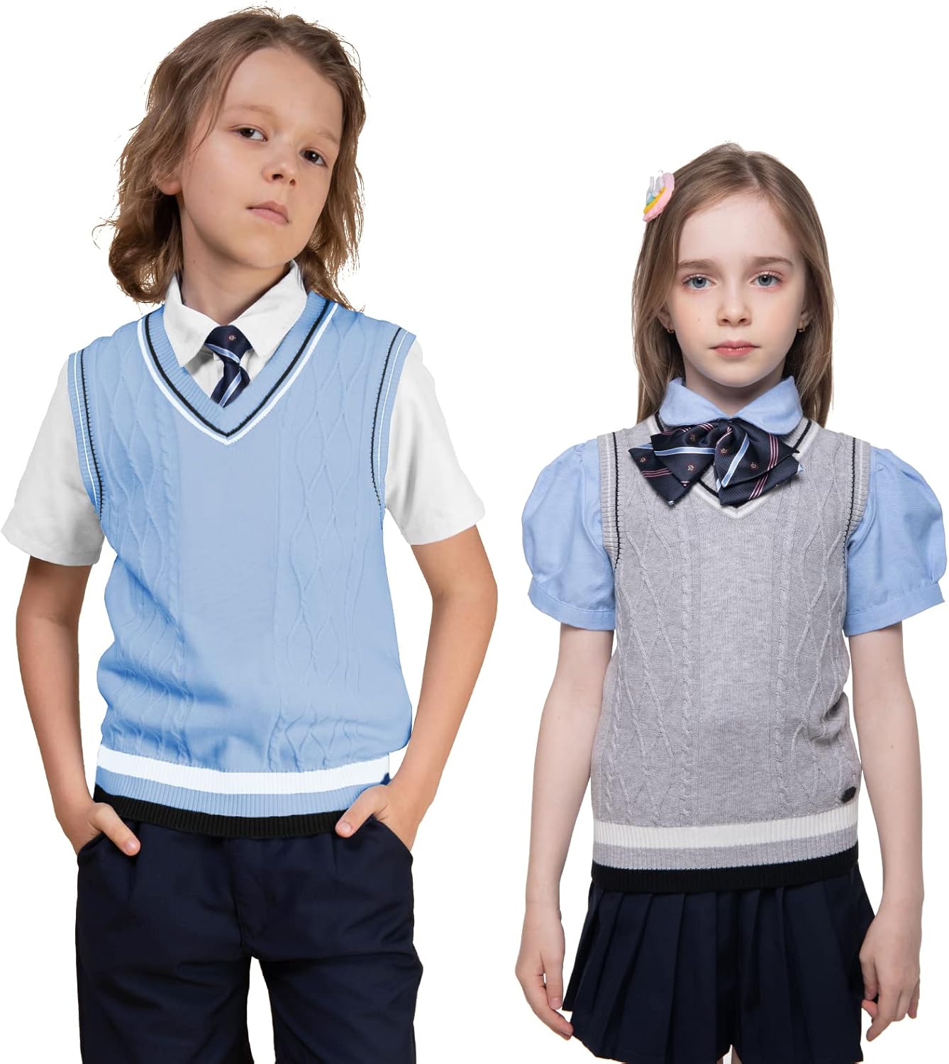 Kid Nation Boys Sweater Vest 100% Cotton School Uniform Vest for Girls Boy Toddler Kids Knit Vest - Image 3