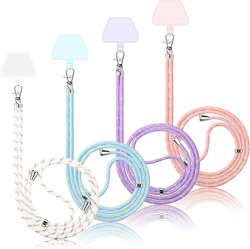 4 piezas de cordón universal para teléfono celular, cordón de nailon ajustable para todo el cuello para la mayoría de teléfonos (colores simples con