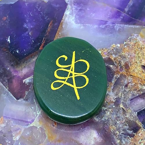 Miniatura 5 de Símbolo Zibu de jade verde y moneda de cambio de dinero, moneda de piedra de palabra, secuencias de números de ángel, grabado para atraer dinero,