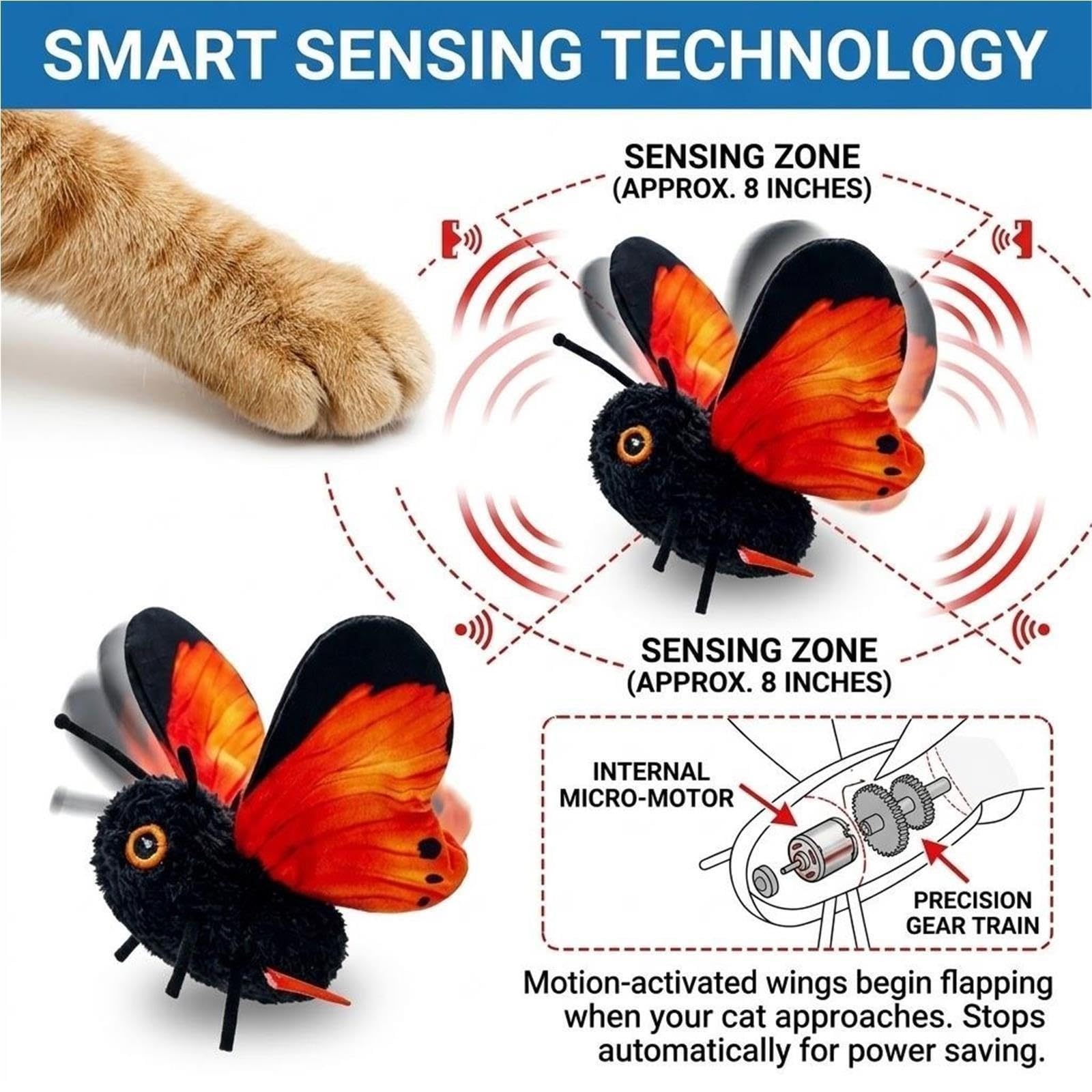 Chat Interactif De Jouet De Papillon Battant De Détection Intelligente