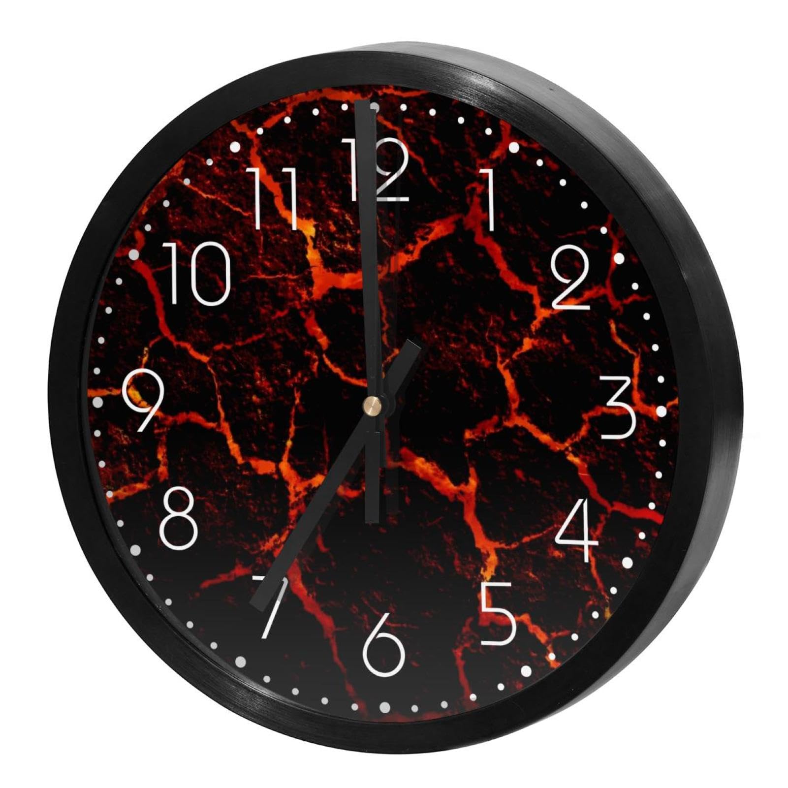 Horloge murale pour maison et cuisine ronde Magma Lava à piles