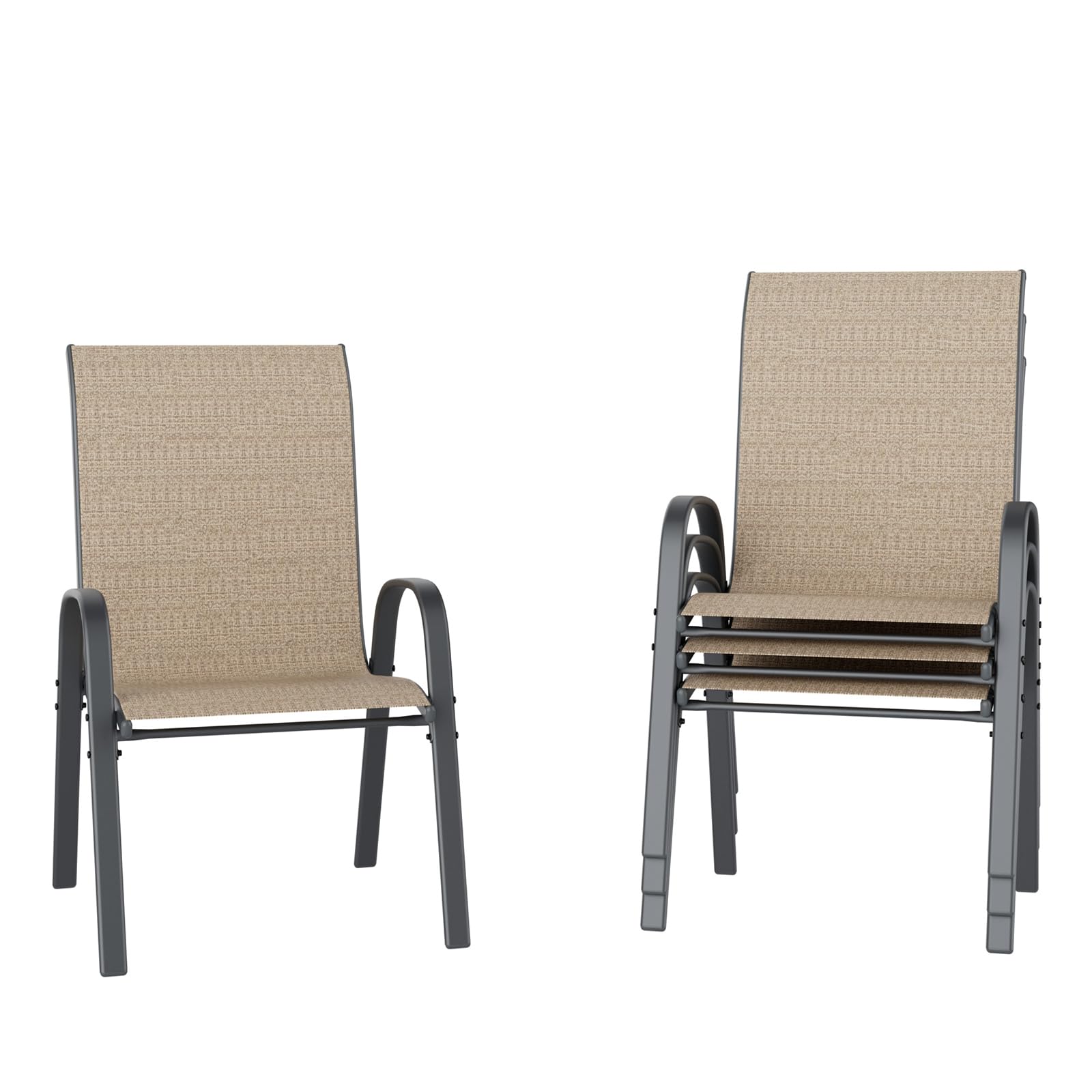 UDPATIO Patio Chairs Set of 4, Stackable Outdoor Dining Chairs for All Weather, Outdoor Furniture with Breathable Textilene Fabric, 350LBS Capacity,