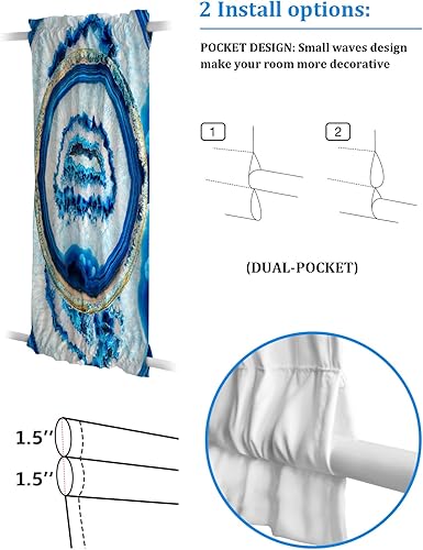 Miniatura 3 de Cortinas opacas de ágata de mármol para ventana de puerta, cortinas de puerta francesa de mármol azul, cortinas de ventana de arte abstracto líquido