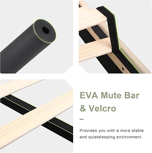 Miniatura 61 de Feonase Base de cama de tamaño matrimonial con cabecera tapizada con respaldo de ala, plataforma y soporte de listones de madera resistente, fácil