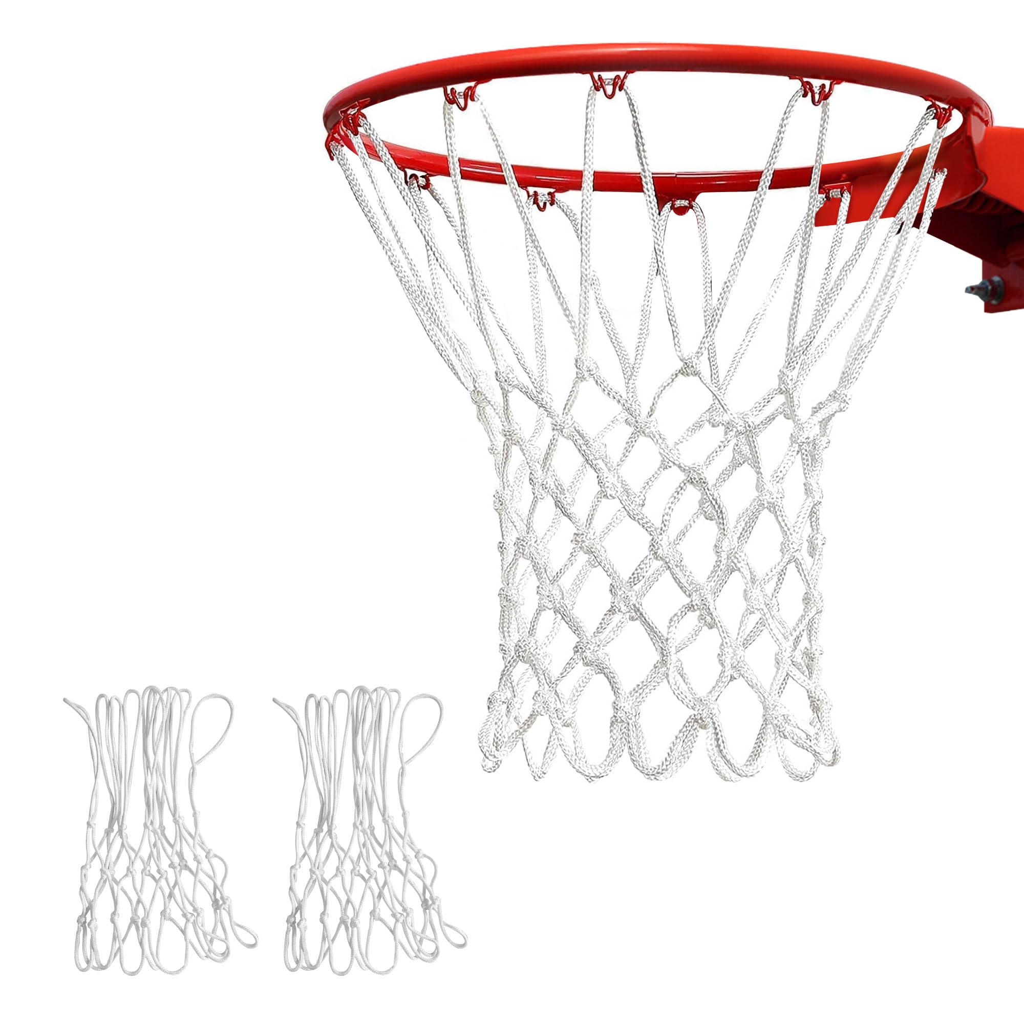 Basketball Net Replacement - 2 Pieces White Basketball Nets with 12 Loops for Standard Indoor or Outdoor Hoops