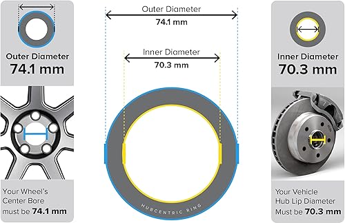 Miniatura 78 de StanceMagic - Anillos centradores de 54.1 mm DI a 67.1 mm DE, plástico negro, compatibles solo con Scion, Mazda y Toyota con cubos de 54.1 mm