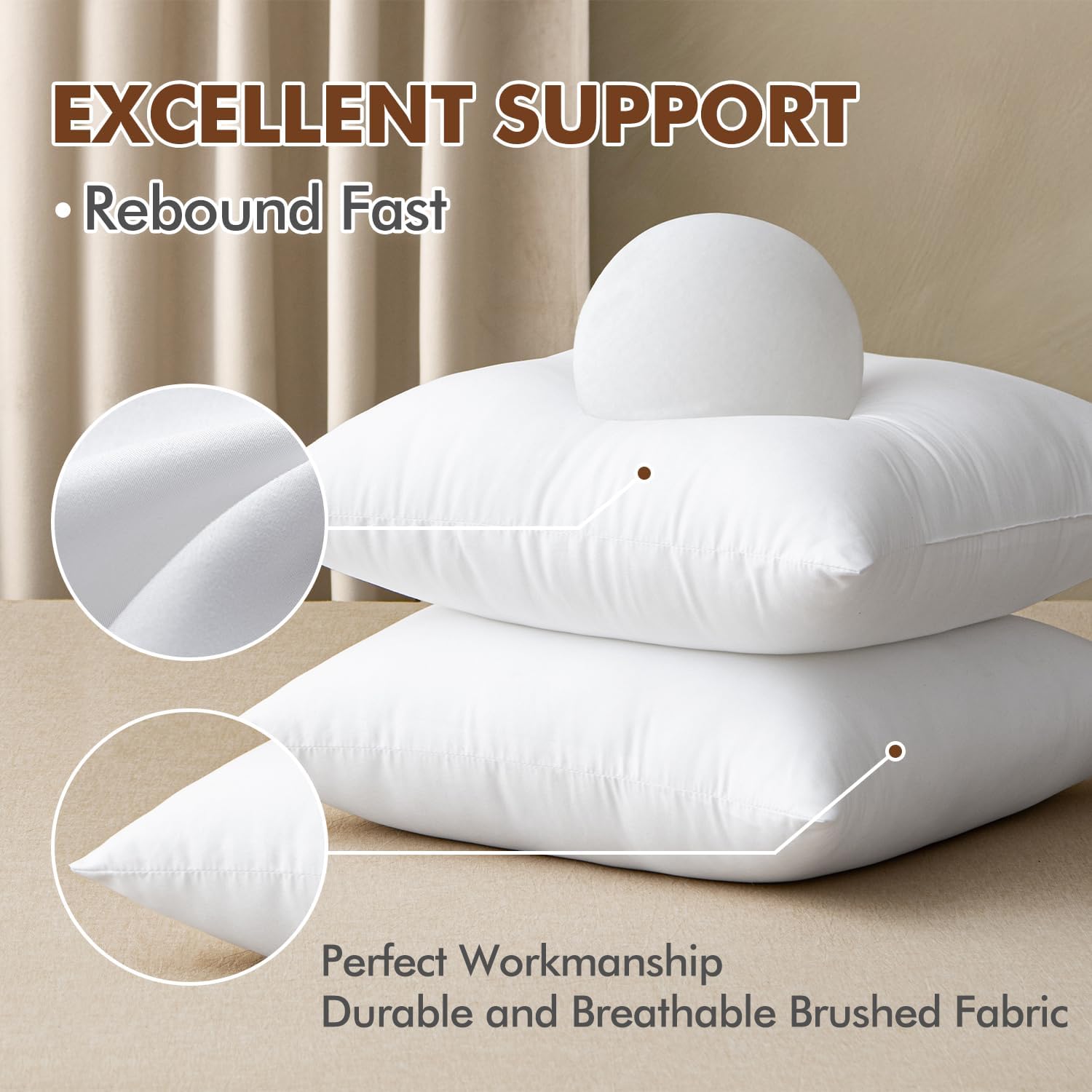 MIULEE 22x22 Inch Throw Pillow Insert Premium Throw Pillow Polyester Microfiber Stuffer Pillow for Sofa Bed Couch - Image 2