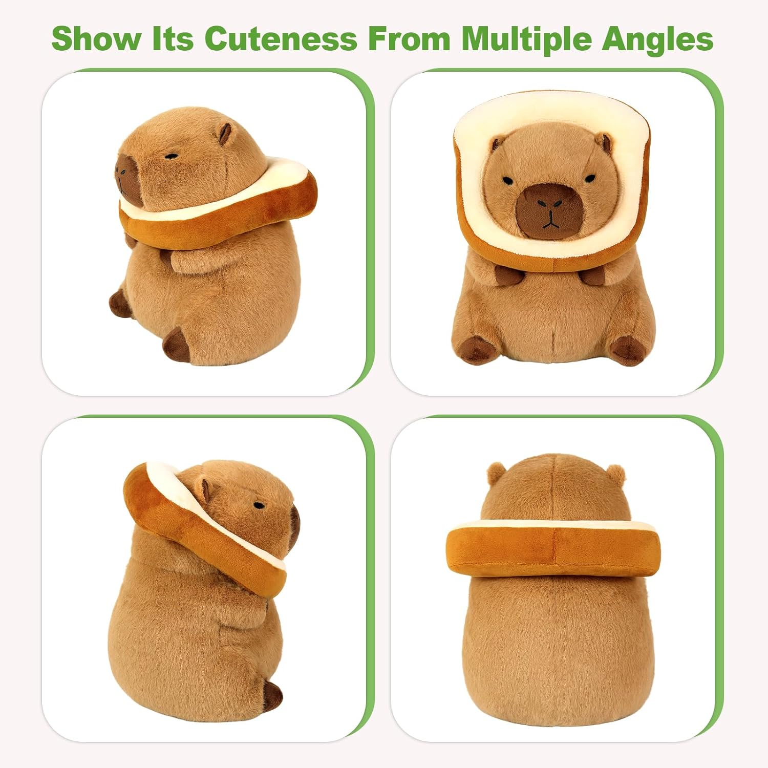 Ditucu Cute Capybara Plush Pillow with Wearable Toast Headgear Stuffed Animal Bread Capibara Plushies Toys Gifts for Kids Brown 13.7 inch