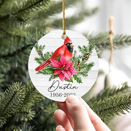 Vista 52 de Adornos de Navidad, adorno de árbol de Navidad de camión rojo, adorno de Navidad personalizado de camión rojo, adorno de Navidad de Feliz Navidad