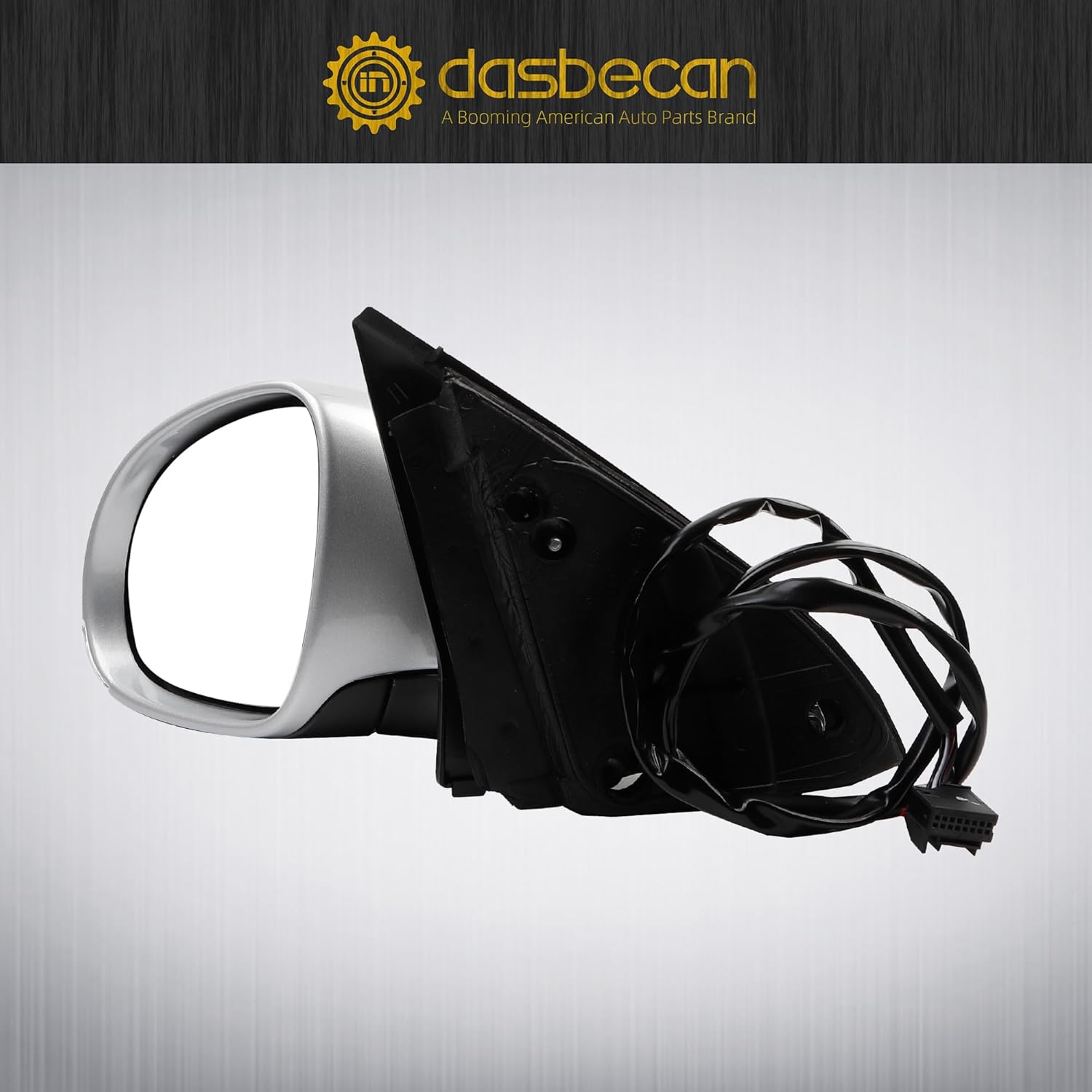 Dasbecan Driver Side Mirror Compatible with 2005-2010 Volkswagen Jetta Left Door Mirror With Turn Signal Light Manual Folding Power Heated Adjustment Glass Silver Gray Cover Replace# 8610332 (7pin)