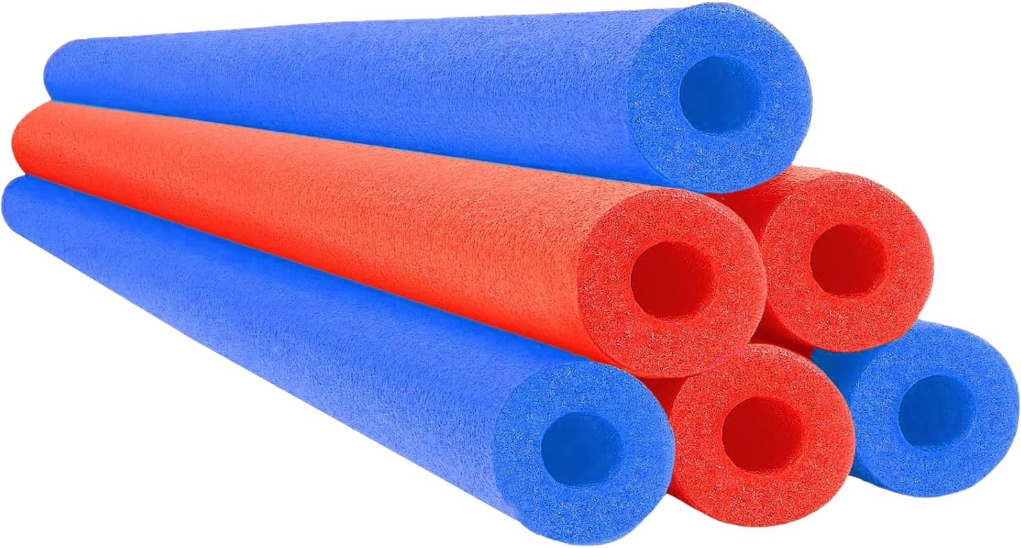 Blue Red Variety Pool Noodles Swimming Hollow Core Foam Tube, Floating Thick Noodles for Floating, Pool Accessories, 52"