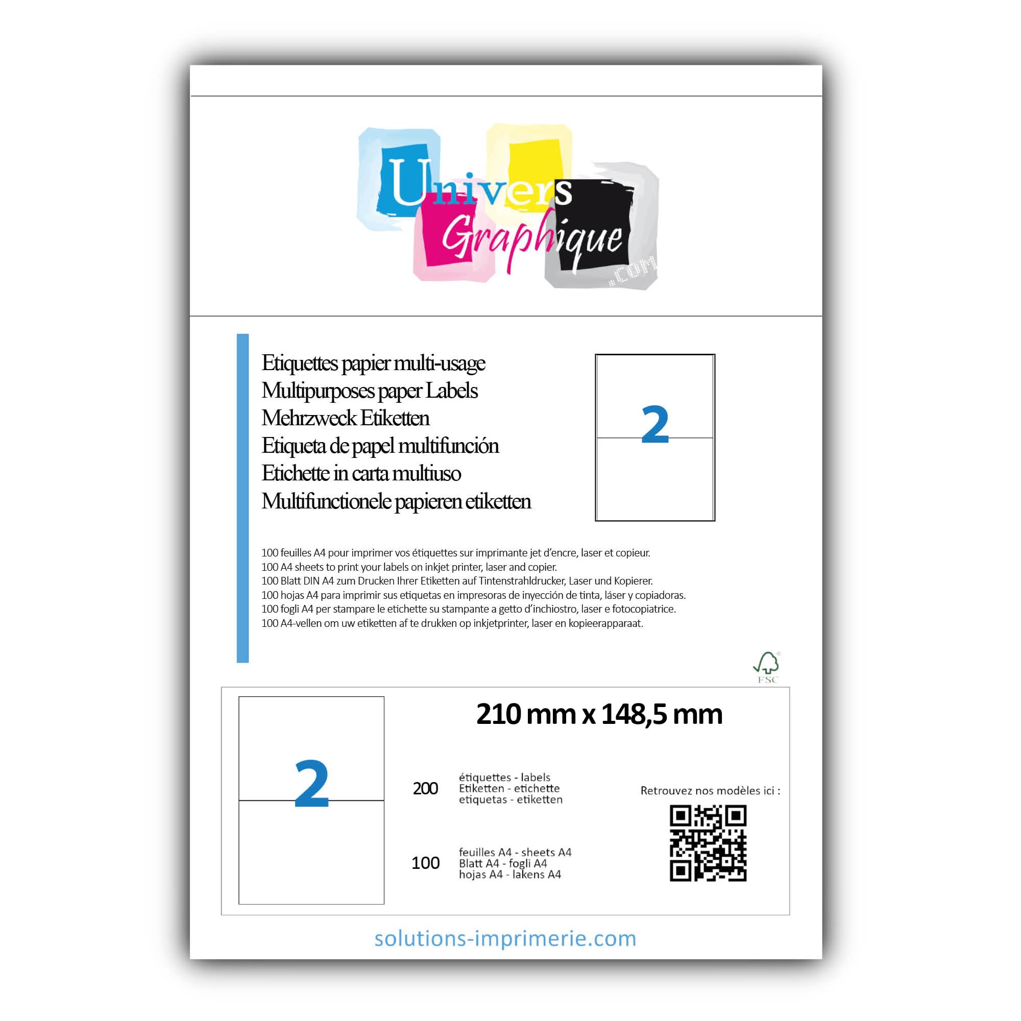 Fogli Etichette Adesive A4 Per Spedizioni - 50 Etichette A5 210x148mm, Bianche - Foto 2