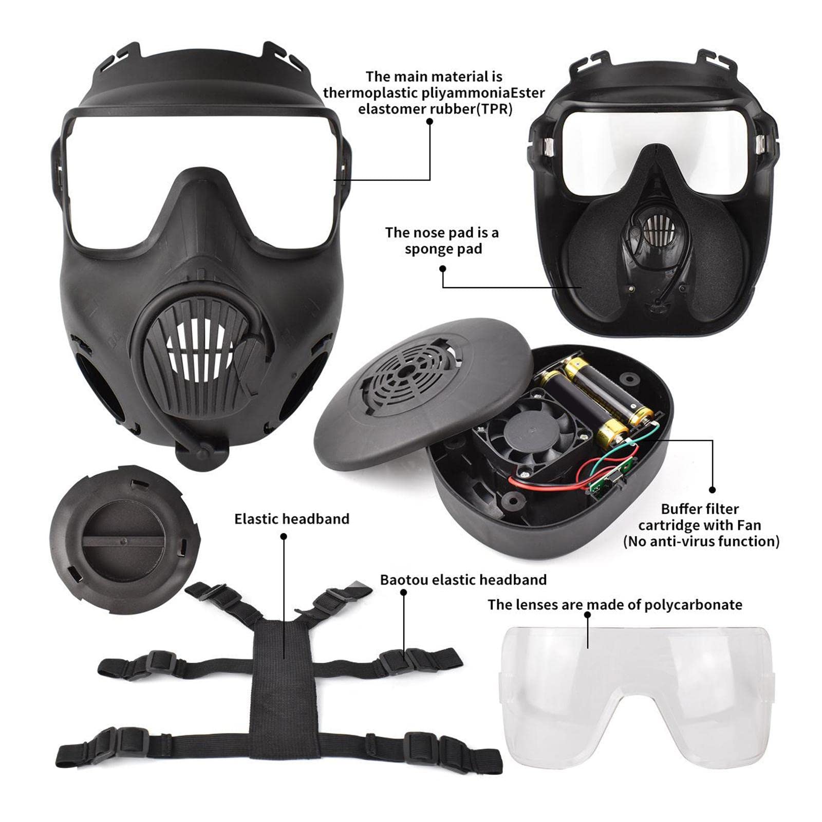 Verstellbare Atemschutzmaske mit Schutzbrille für Cosplay Und Filmkostüme