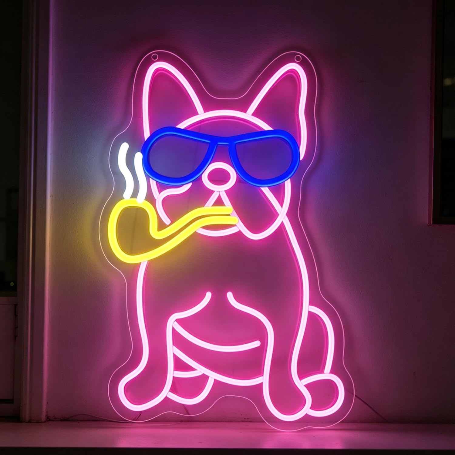 Cool French Bulldog Neon Signs Dimmable Led French Bulldog Sign for Wall Decor USB Powered Bright Neon Bar Signs for Boys Girls Room Game Room Wall Decor Party Holiday Birthday Gift 15.75”x11.22”