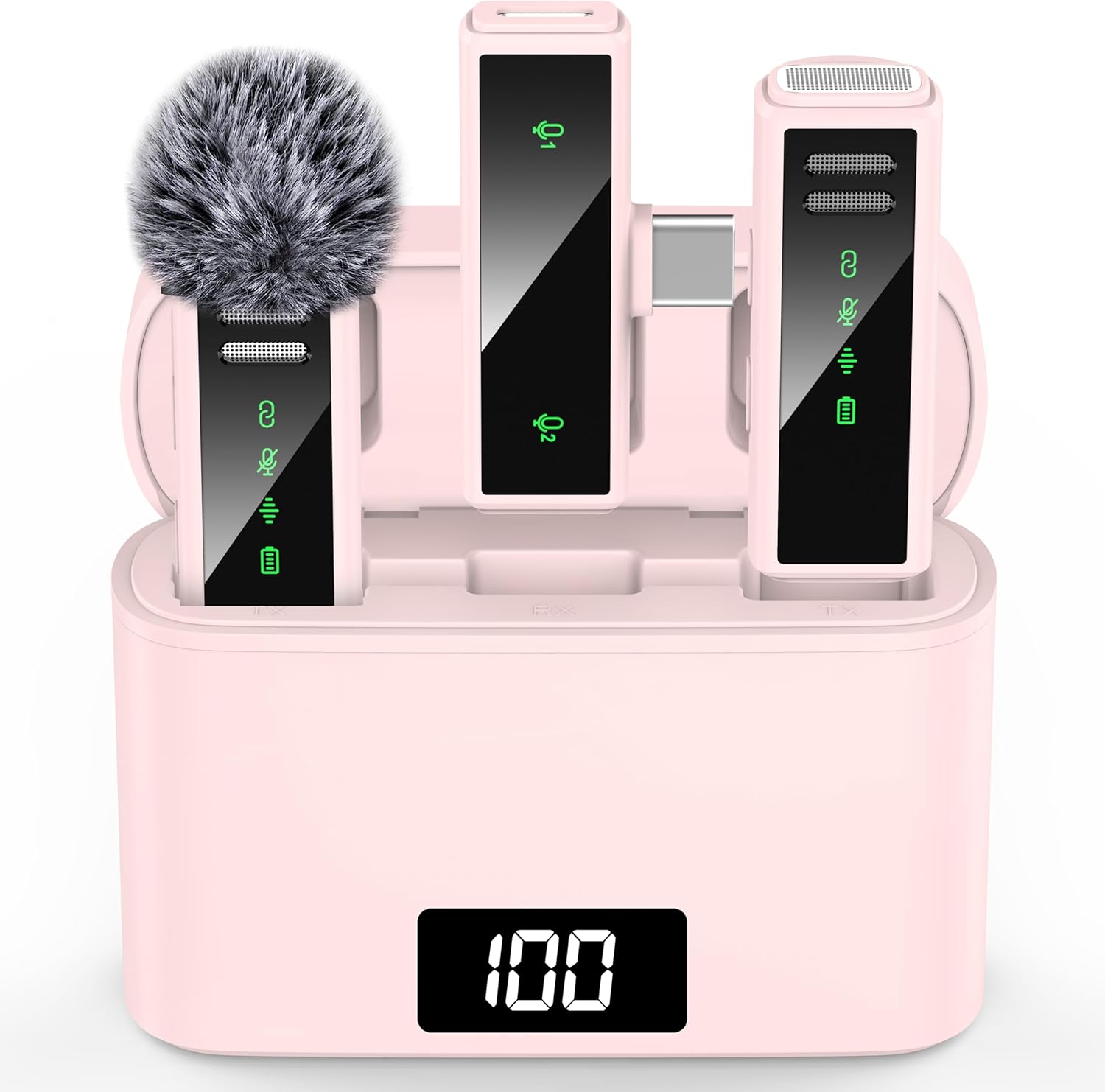 Wireless Lavalier Microphone for iPhone, Android, PC, Laptop - USB C Mini Microphone with Noise Cancellation for Video Recording, Vlog, YouTube, TikTok (USB C + Charging Case)