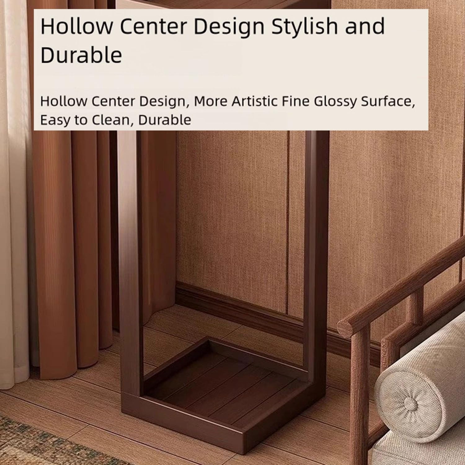 KYOFIS Wooden Plant Stand Indoor, 2-Tier Modern Corner Shelf Unit, Vertical Flower Display Rack with Open Frame, Stable Brown Wood Stand(50cm)