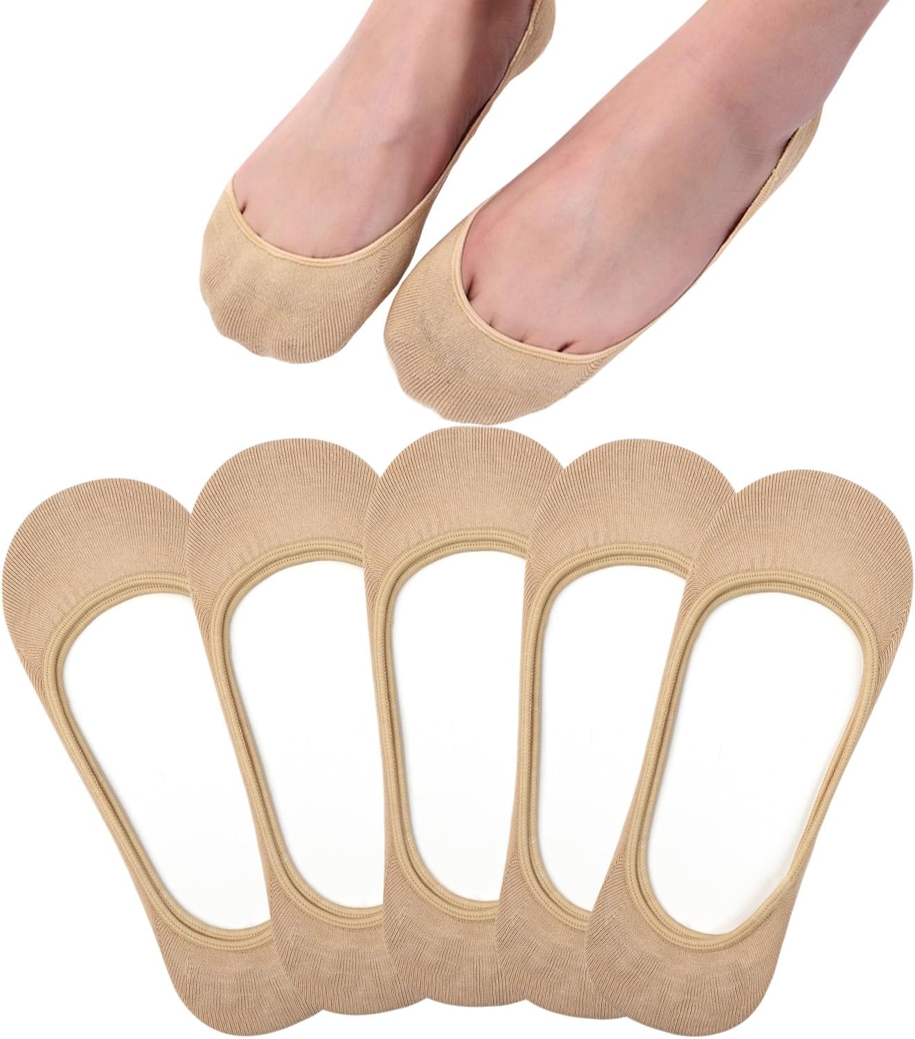 Toes Home No Show Socks Womens, Ultra Low Cut Liners Non Slip Footies for Flats Hidden Invisible Boat Summer 3 to 8 Pairs