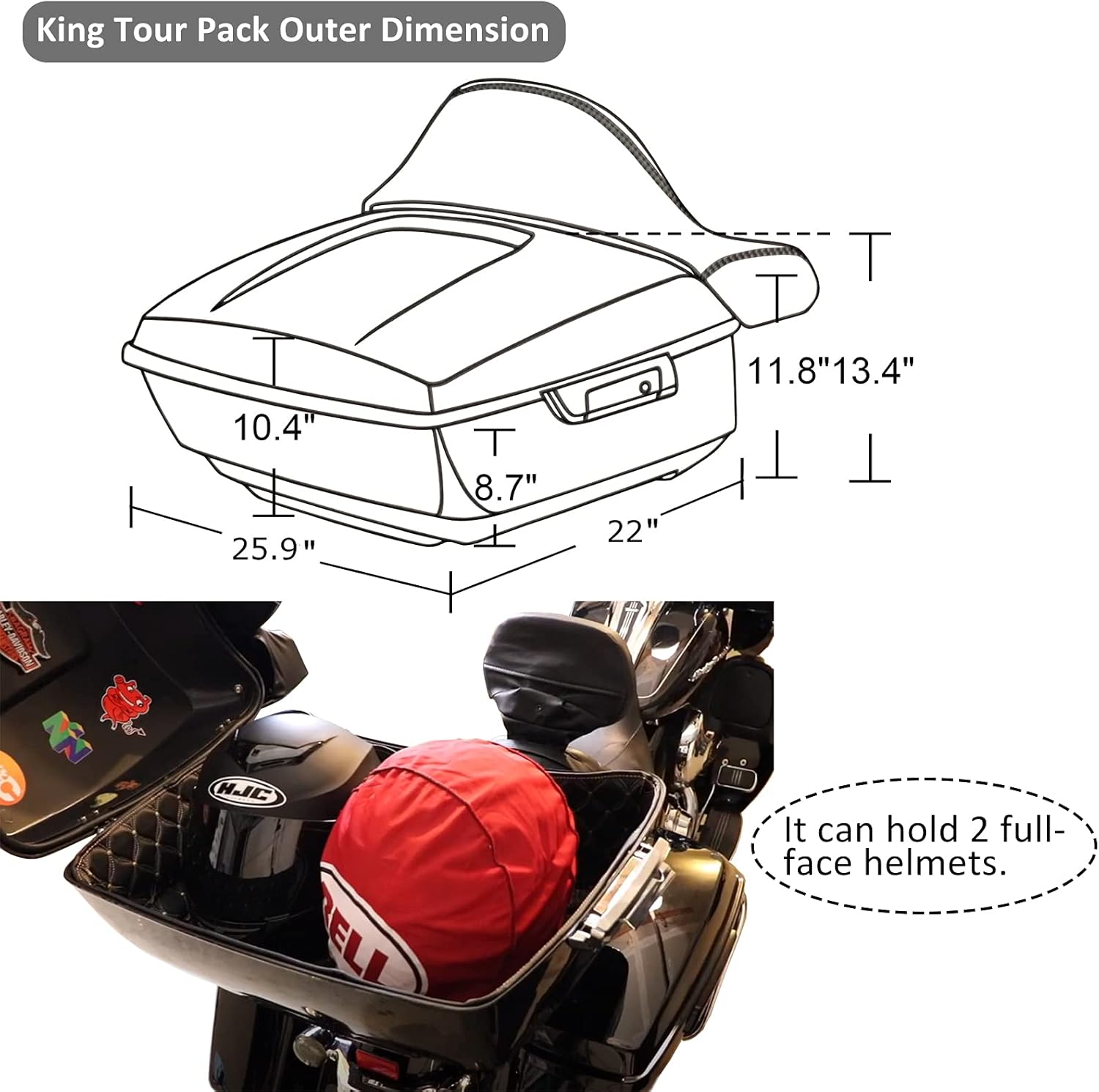 US Stock Advanblack King Tour Pack, Black Mount Bracket & Top Luggage Rack Fit for 2009-Later Harley Touring, Road Glide, Street Glide Special, Road King, Electra Glide (Radioactive Green) 3 71e12v4QLqL. AC SL1500