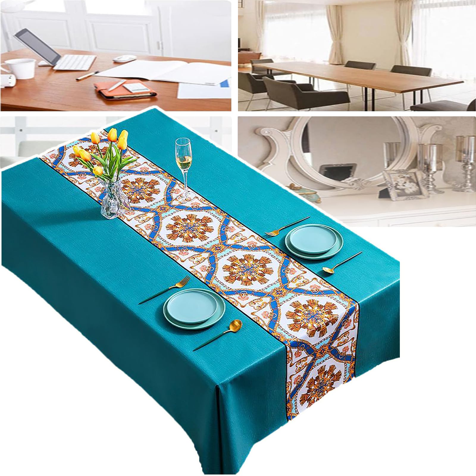 Nappe imperméable antitache en PVC anti-brûlure 140x140cm pour table basse sans corvée