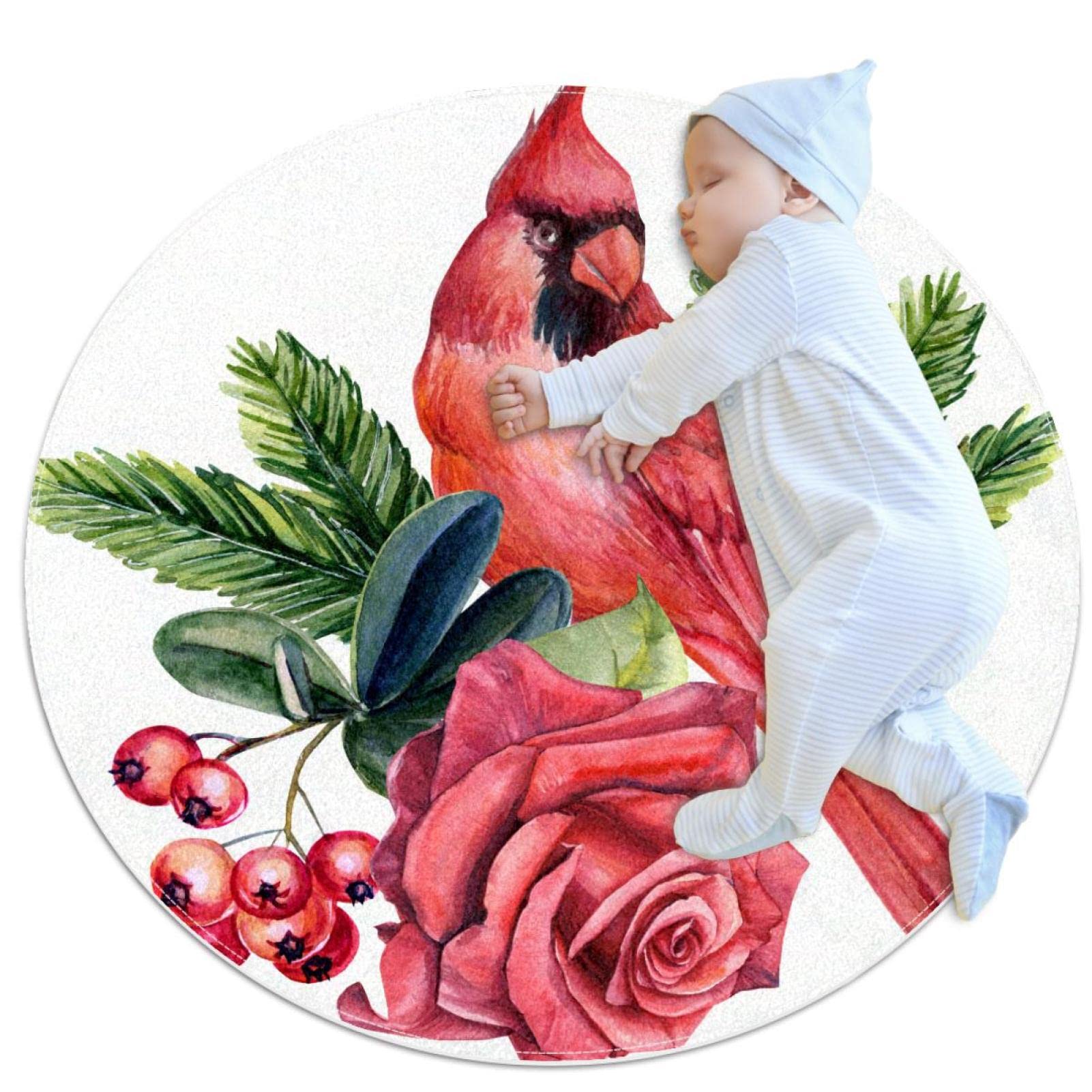 Tapis rond de Noël 100cm antidérapant pour chambre et salle de jeux
