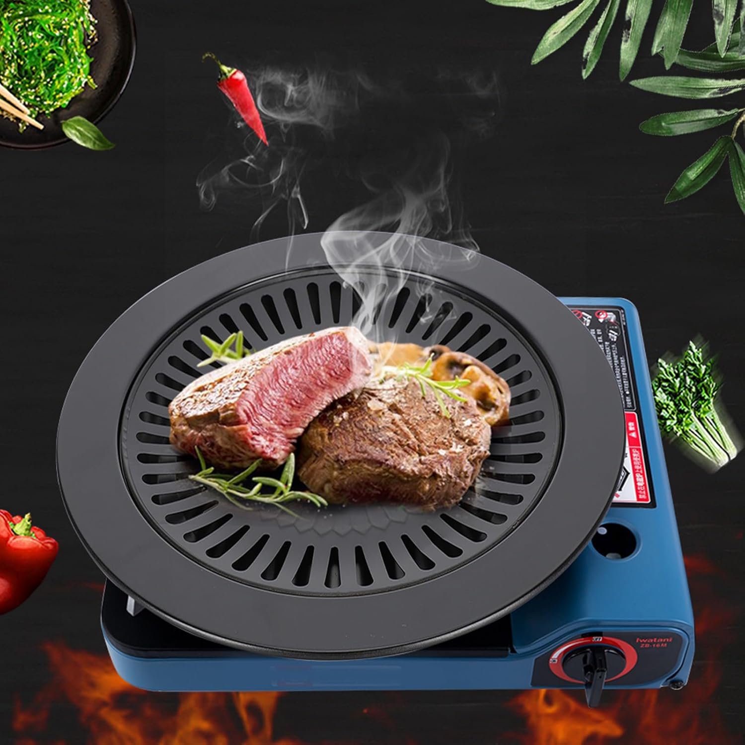 Grill Pans Smokeless Grill Pans Non-Stick Pans Round Pan Holders Multipurpose Pans Pan Sets Home Pans For The Kitchen