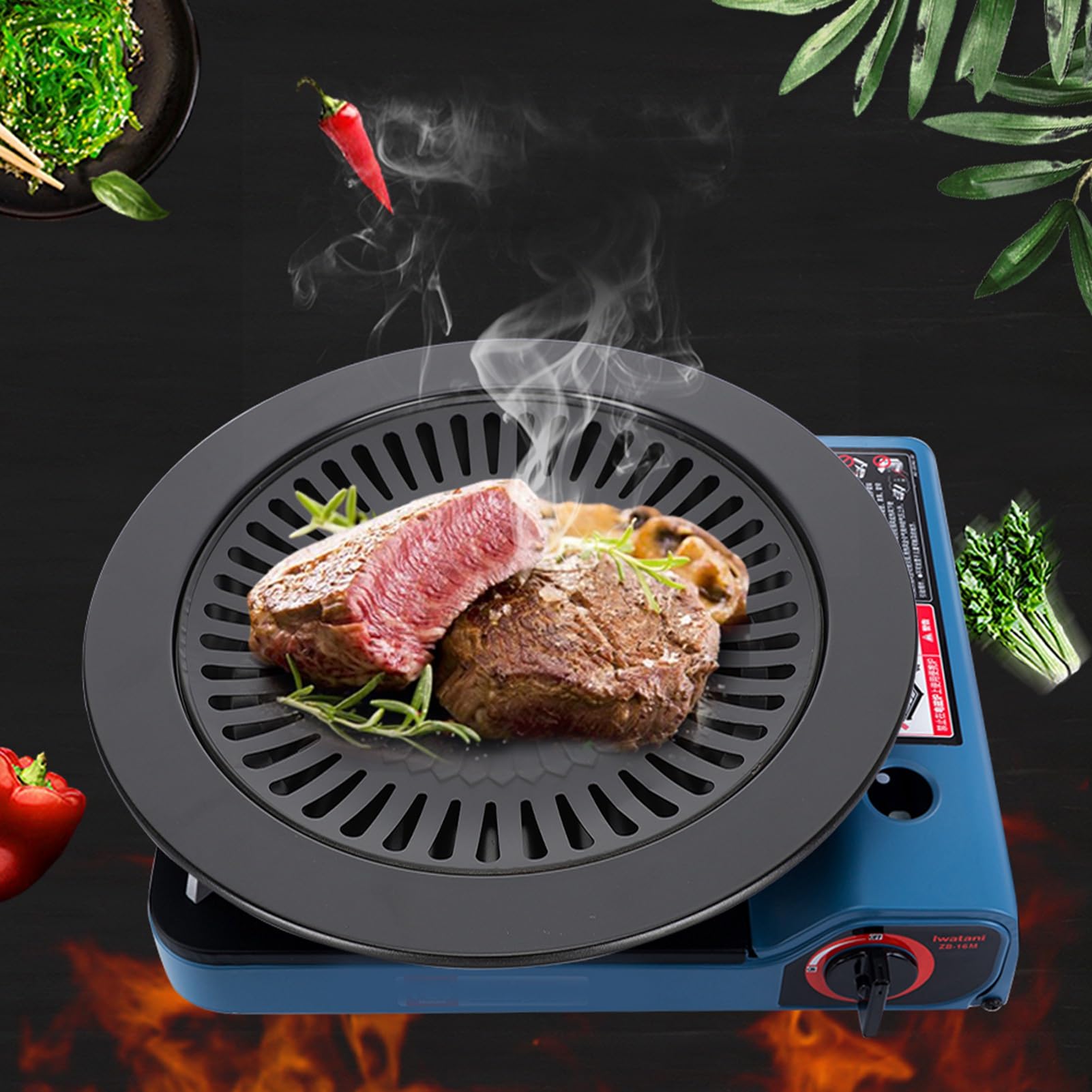 Holigie Korean BBQ Grill Korean Barbecue Grill Non stick Coating Korean Grill Pan for Roasting Different Kinds of Meat and Vegetables