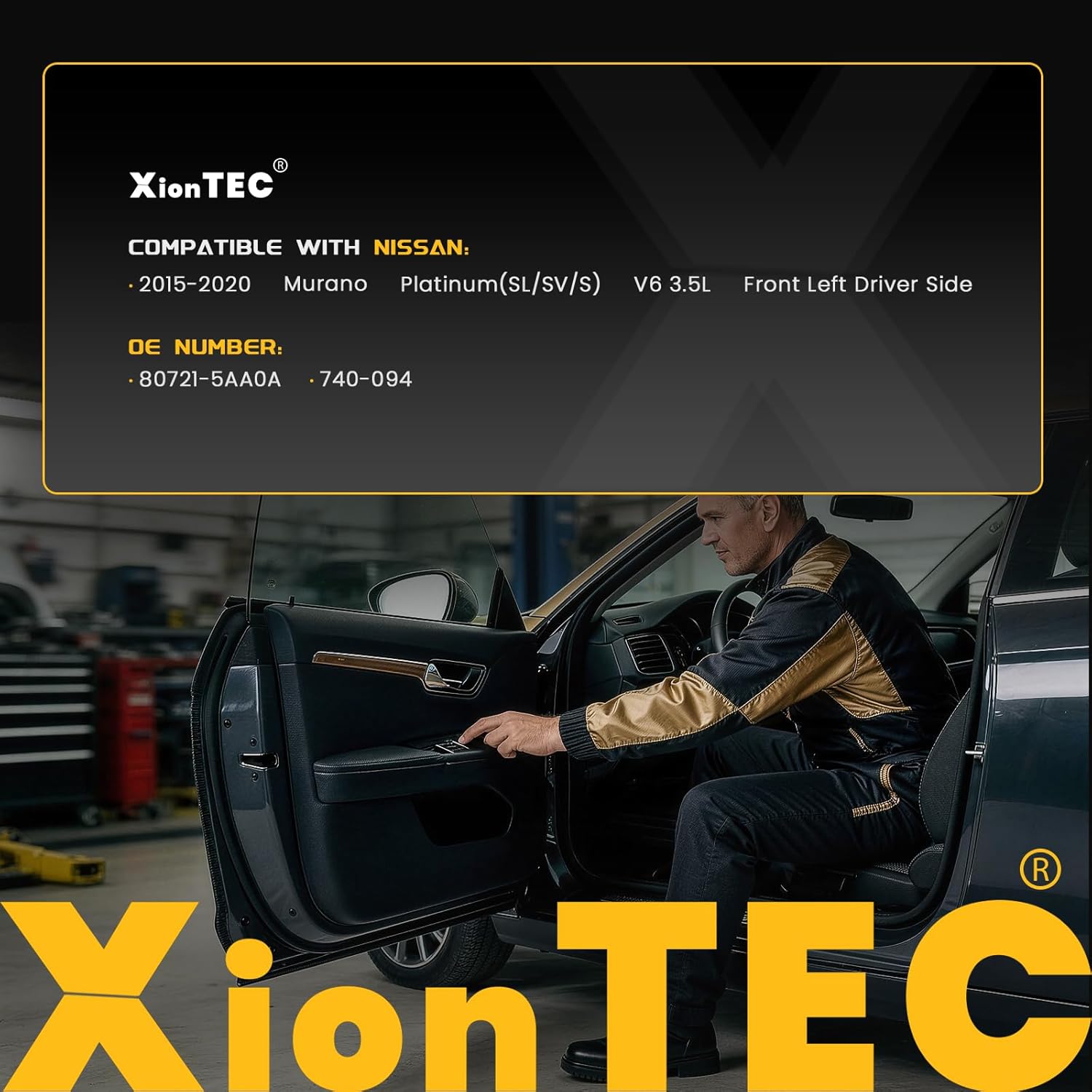 Power Window Regulator with Motor, Front Left Driver Side Compatible with Murano 2015 2016 2017 2018 2019 2020, Replaces# 807215AA0A 740-094