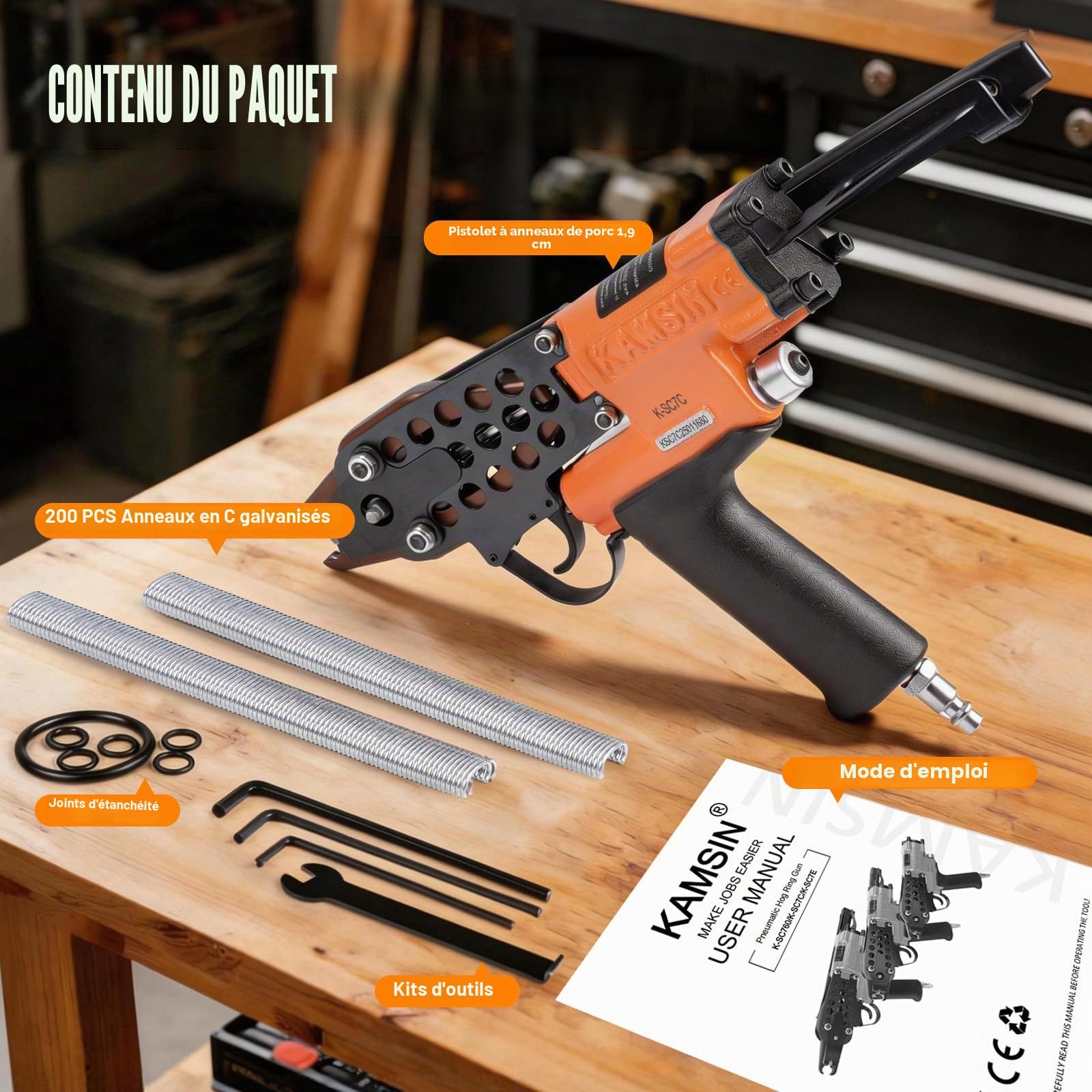 K-SC7C 15GA pince à C pneumatique pour clôtures et cages