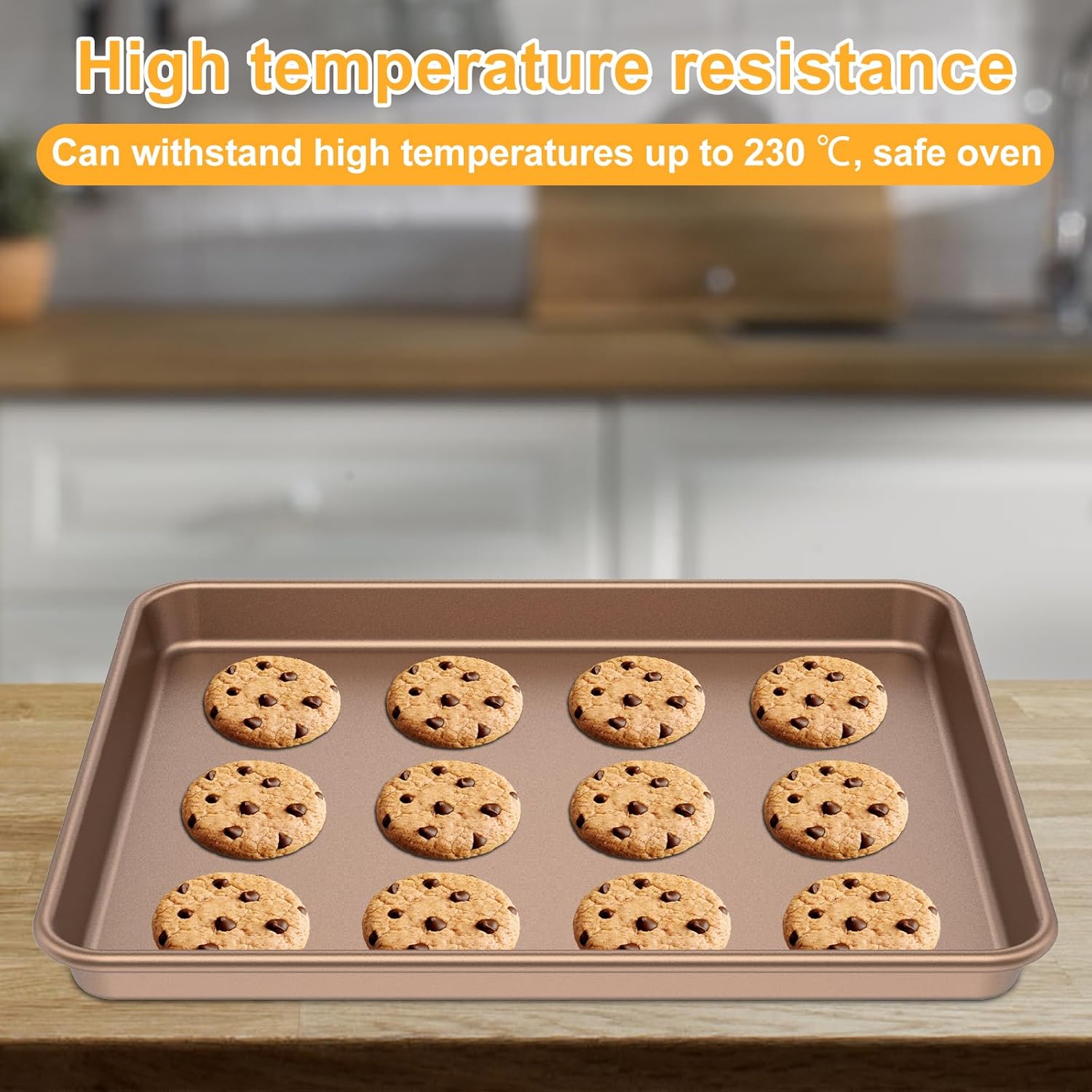 Deep Baking Pans Sets Nonstick, 2 Pack Baking Sheets for Oven, Bakeware Rectangular Cake Pan Set, Cookie Sheet Bakeware Set