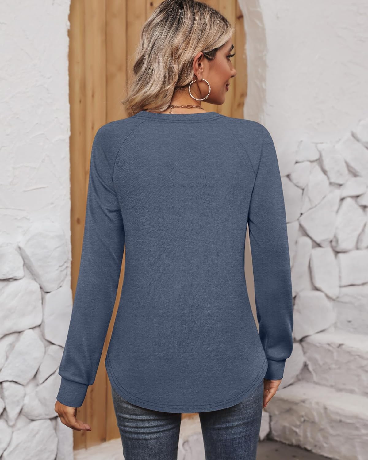 Ficerd 3 Pack Womens Long Sleeve Sweatshirt, Crewneck Loose Fit Casual Tunic Tops, Fall Winter Solid Basic Pullover - Image 4