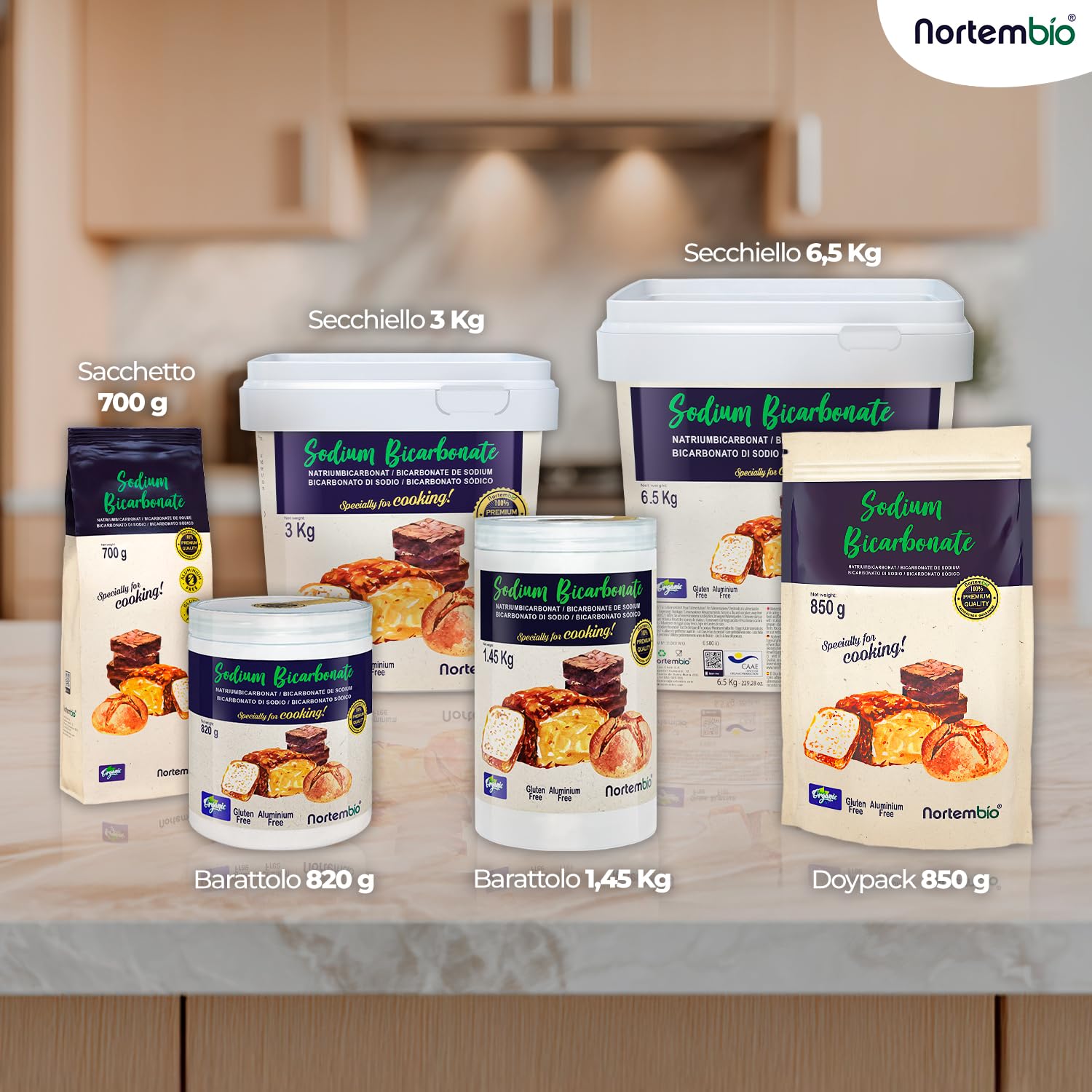 Nortembio Bicarbonato di Sodio E500(ii) 6,5 kg Additivo Alimentare per Cucina e Pasticceria, Qualità Gourmet, Alta Purezza 100% Naturale + eBook Digitale GRATIS