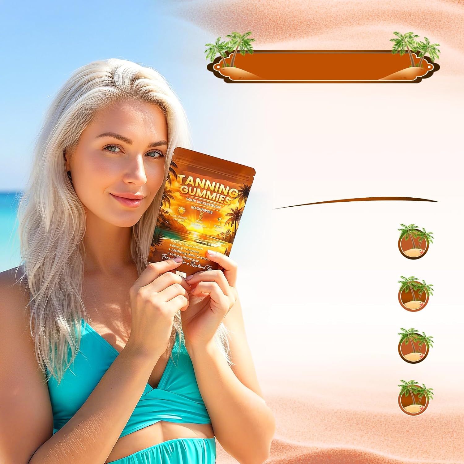 Tanning Gummies, Vegan & Sugar Free - 60 Count（2）