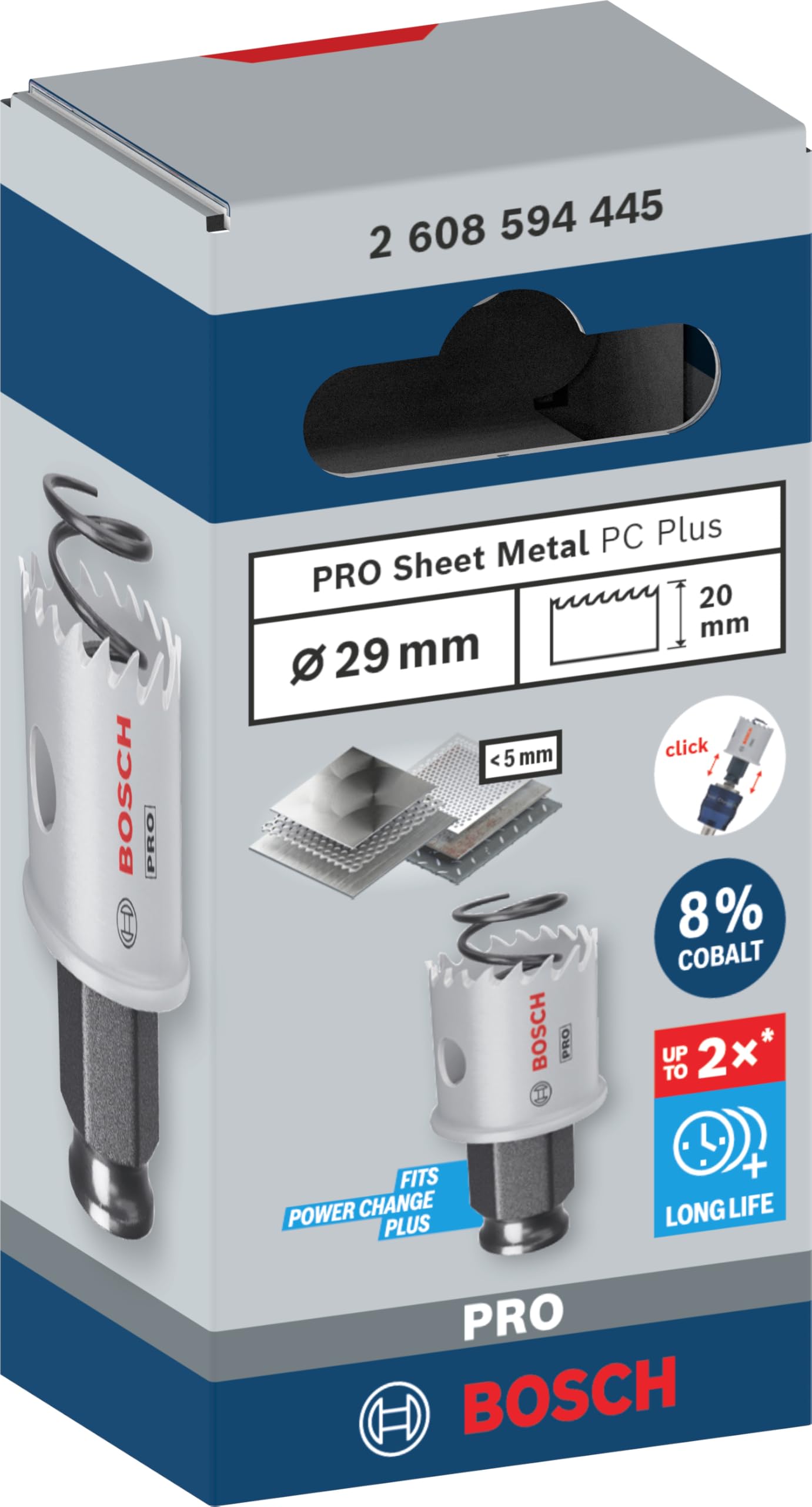 Bosch 1x PRO Sheet Metal Power Change Plus Delik Açma Testeresi (Paslanmaz Çelik Saclar, Çelik Saclar, Ø 29 mm, Professional Aksesuar Döner Matkap/Vidalamalar, Darbeli Matkap/Vidalama)