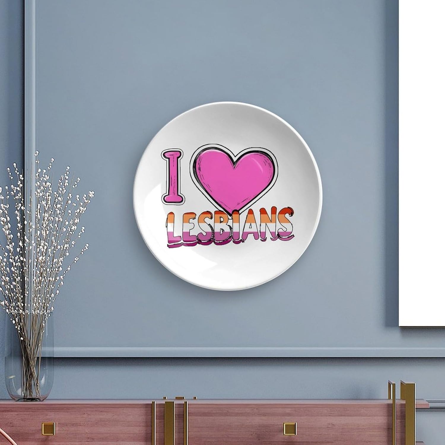 I Love Lesbians Decorative Plates for Display Ceramic Plate Tray with Stand Hanger Home Decor