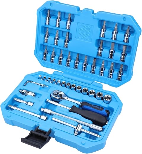 Taparia SA46 Socket Set, 1/4 Inch Drive, 46 Pieces | Chrome Vanadium Steel Sockets &amp; Bits | Professional Mechanic &amp; Home T...
