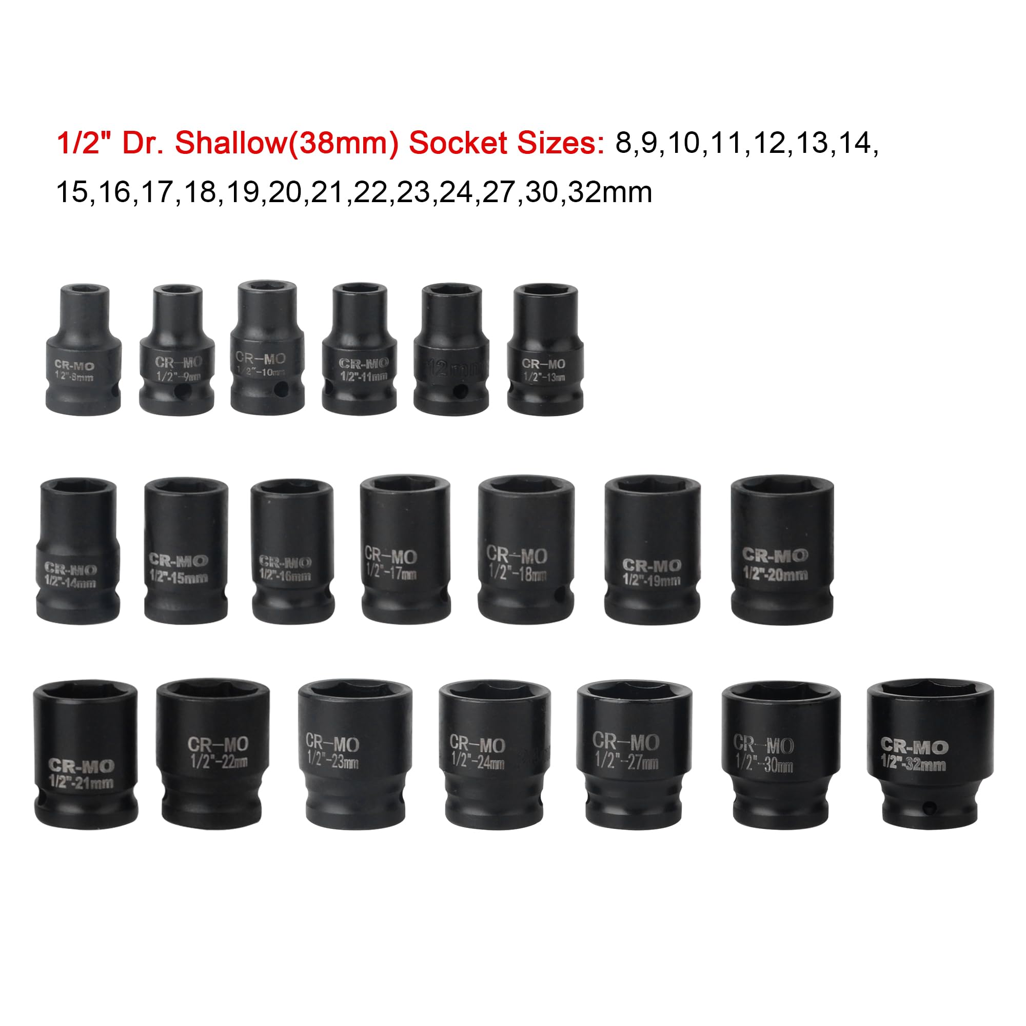 35 szt. 1/2" napęd 6-punktowy 8-32mm metryczny zestaw głębokich nasadek udarowych narzędzia samochodowe garażowe