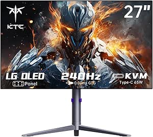 KTC 27 Inch OLED Gaming Monitor, QHD 2560 x 1440, 240Hz, 0.03ms, Type-C 65W, KVM, Built-in Speakers, G-SYNC &amp; FreeSync, HDMI2.0, DisplayPort1.4, USB-C 3.0, for Game Black Myth Wukong, G27P6