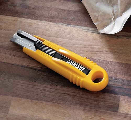Miniatura 5 de OLFA Cuchillo utilitario de seguridad auto-retráctil (SK-4)  Cortador de caja semiautomático multiusos con hoja autoretráctil y mango