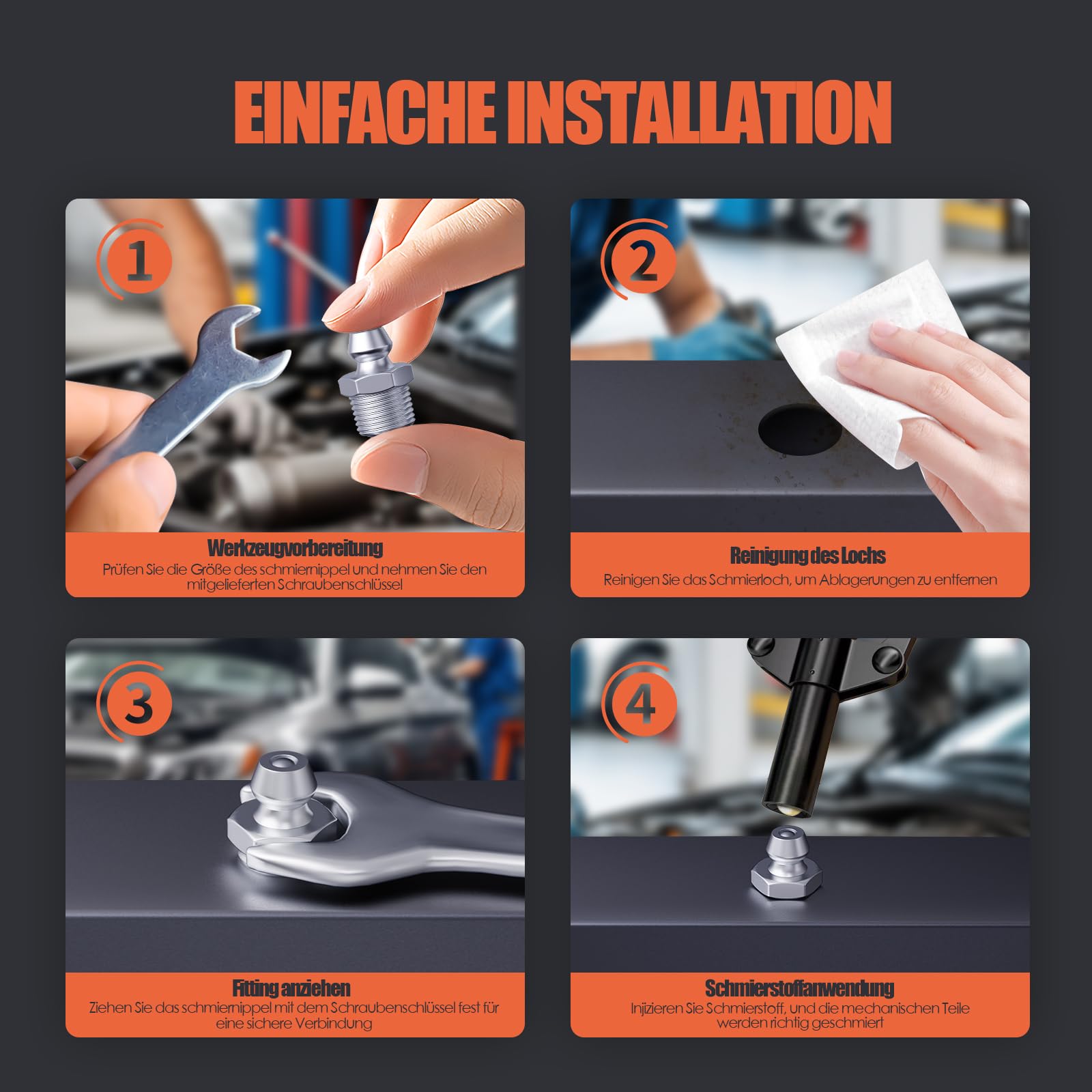 TRILINK Schmiernippel Sortiment Kit - 160 Stück M6, M8, M10 metrische Schmier fittings mit geraden, 45- und 90-Grad-Winkeln, inklusive Schraubenschlüssel - Ideal für Automotive und Landwirtschafts