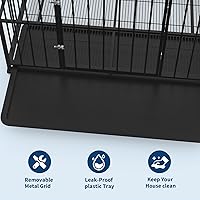 Vista 5 de Jaula para perros de 36 pulgadas para perros de tamaño pequeño, de acero inoxidable resistente, a prueba de escapes, con ruedas y bandeja extraíble
