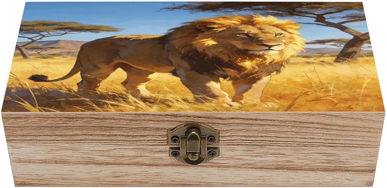 The King of The Grassland Wood Box Rectangular Organizer Box