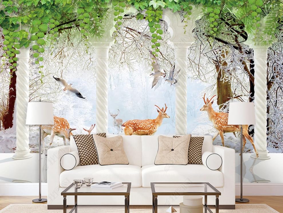 Papier peint intissé forêt de colonnes romaines poster géant mural 200x140