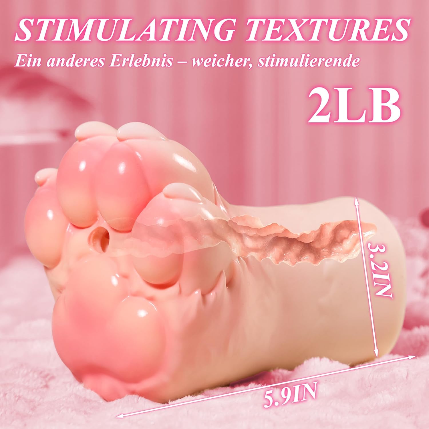 Fantasy Male Sex Toys, Furry Male Masturbator Pocket Pussy, 3D Textured Channel, Silicone Adult Toys for Men, Penis Training Masturbation Cup