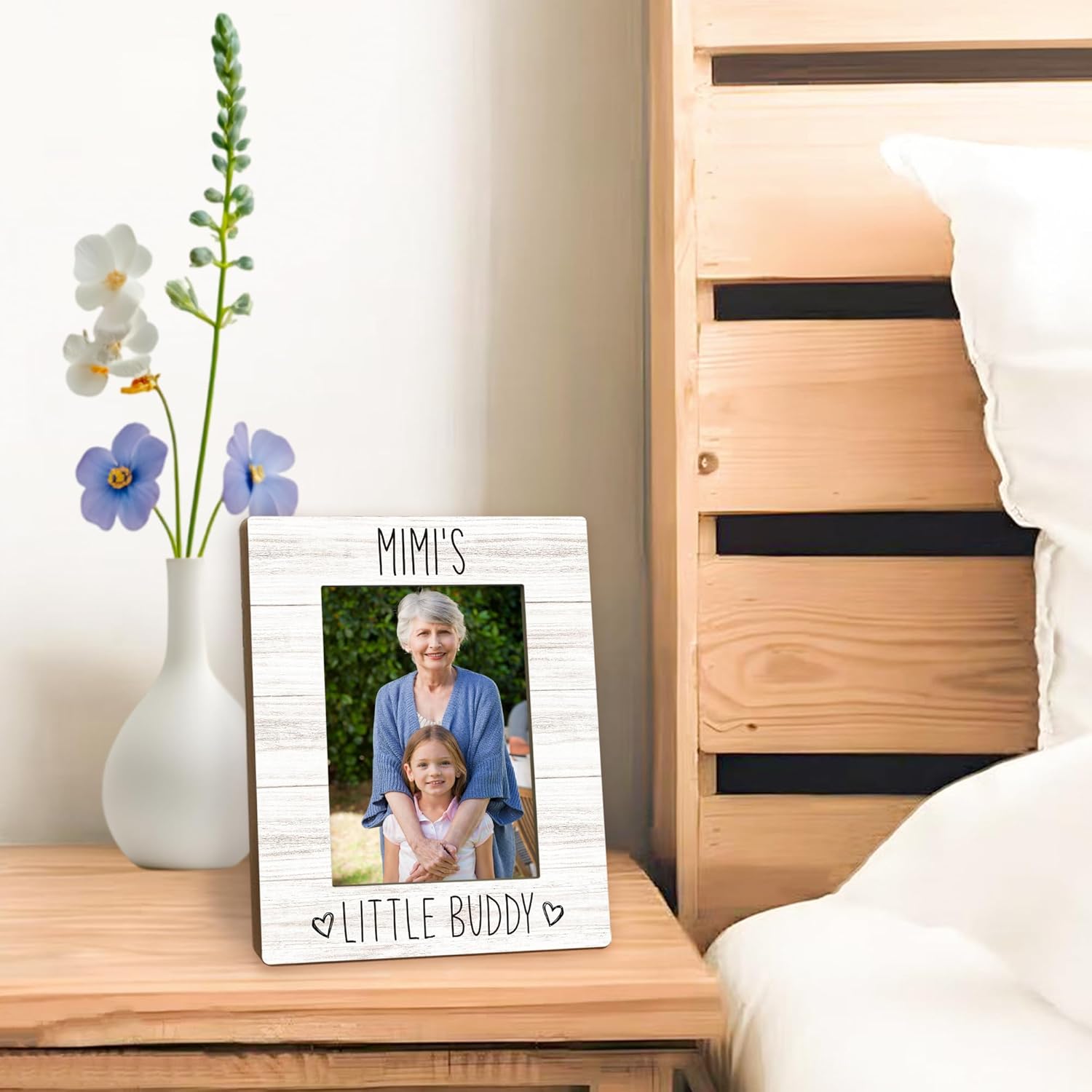 Gifts for Mimi Picture Frame 5x7, Mimi Photo Frame, Christmas Mothers Day Birthday Gifts for Mimis from Grandkids, Mimi's Little Buddy Wooden Picture Photo Frames for Desk Room Home Decor - Image 5
