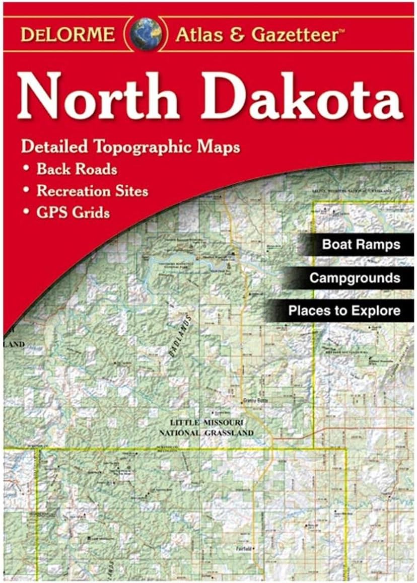 North Dakota Atlas & Gazetteer (Delorme Atlas & Gazetteer) Paperback โ November 4, 2016