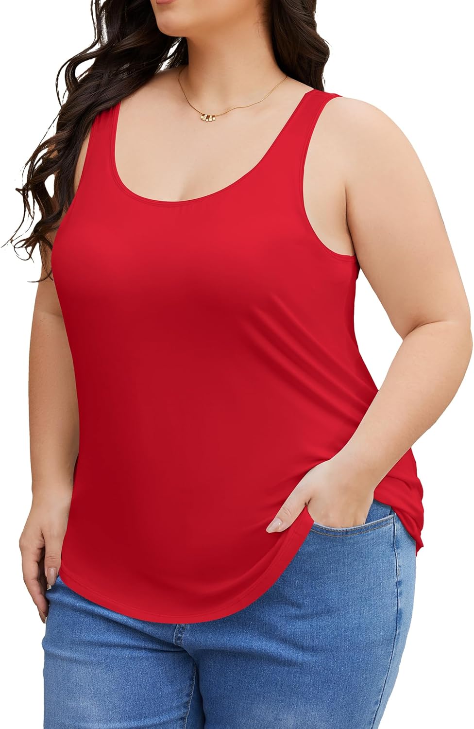 FOREYOND Plus Size Tank Top with Shelf Bra for Women Camisole Tops with Built in Bra Cotton Undershirts 1XL-5XL - Image 5
